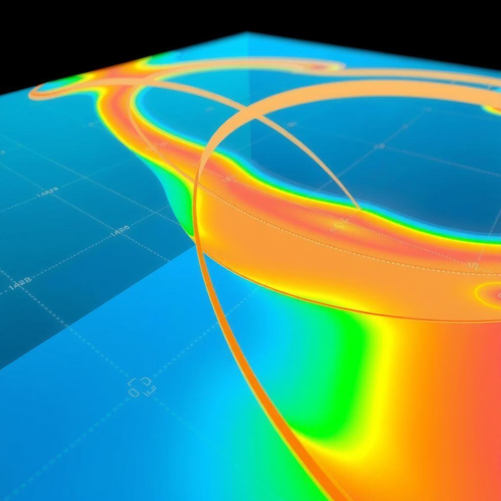 3D visualization of latent space trajectories showing smooth paths through high-dimensional space representing coherent video sequences, with color gradients indicating temporal progression and branching paths showing different motion possibilities, annotated with mathematical notation for latent vectors and interpolation functions